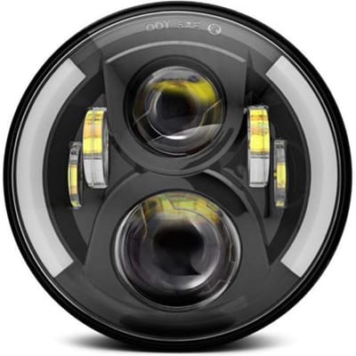12V / 24V motorfiets LED-koplamp ronde retro richtingaanwijzer 7 inch koplamp vervanging voor zwart