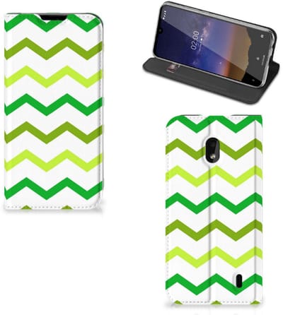 Nokia 2.2 Hoesje met Magneet Zigzag Groen
