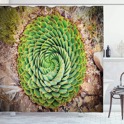 ABAKUHAUS Douchegordijn – Aloe Vera Polyphylla – 175x180 cm – Veelkleurig