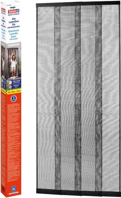 ALU Slats Screen Door Telescopic - Insect Protection Curtain with Slats - for Balcony and Patio Doors - Extendable - Easy Installation without Drilling Curtain, Screen Door