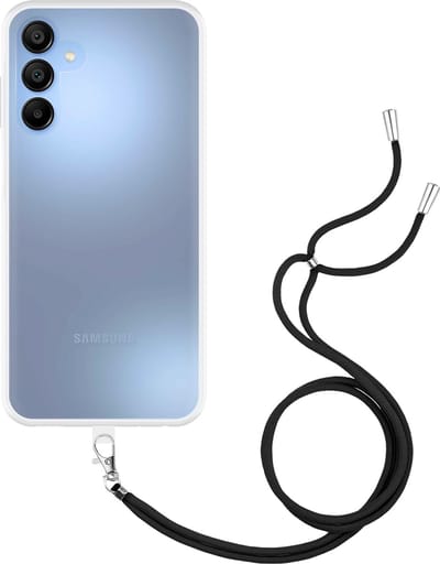 Just in Case hoesje met koord geschikt voor Samsung Galaxy A15 (4G/5G) Hoesje met Koord - Flexibele Case - Transparant