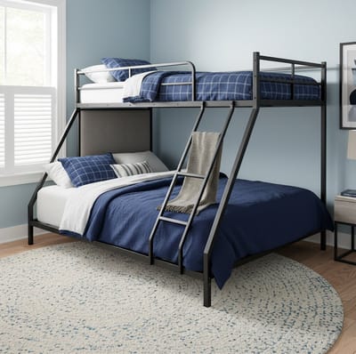 MIVRAY Stapelbed 140x200 cm - Zonder Matras met Twee Slaapplaatsen en Ladder - Ruimtebesparend Voor Kleine Kamers - Metaal - Zwart
