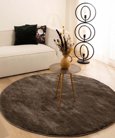 Velours vloerkleed rond - Flair taupe 100