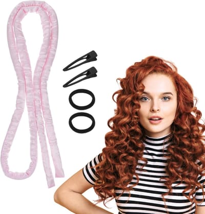 Krulstaaf hoofdband voor krullen zonder hitte, nachtelijke krullen voor kort haar met dunne krulspelden - roze - haarstylingaccessoire