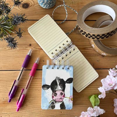 Alex Clark klein spiraal gebonden notitieblokje koe ~Cow & Daisy Small Spiral Bound Notepad'