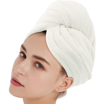 1 stuks Microvezel Haarhanddoek Wrap Voor Vrouwen Anti-kroes, Super Absorberende Sneldrogende Haarturban Voor Het Drogen van Krullend Lang Dik Haar, Nat Haar Handdoek Wrap wit