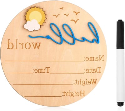 Houten Welkomstbord voor Baby, 14.8cm, Schattige Geboorte Naamplaatjes voor Jongens en Meisjes, Perfect voor Babyshower en Fotomomenten