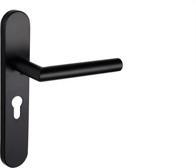 Lavuzo deurkruk Mantua Zwart met afgerond schild PC55 | Per set | Deurklink met schild