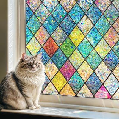 Raamfolie Glas in Lood - Zelfklevend - Antieke Look - Lood Regenboog