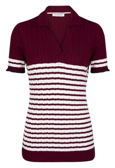 Felix Hardy Tricot Polo Shirt Korte Mouwen Dames Bordeaux - S