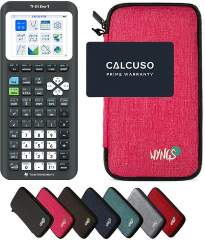 TI-84 Evo-T incl. WYNGS Beschermhoes Roze - Grafische Rekenmachine - Basis Pakket