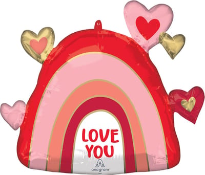 Anagram Folieballon Love Rainbow 66 X 58 Cm Roze/rood/goud