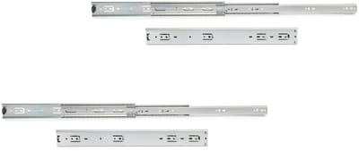 Emuca Lot van 2 sets heavy duty kogelgelagerde ladegeleiders, volledig uitschuifbaar, hoogte 51mm, diepte 600mm, Staal, Verzinkt