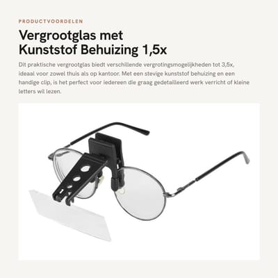 Dailygoods- Vergrootglas 1,5x/2,5x/3,5x - Kunststof Behuizing - Cliptype - Budgetvriendelijk - Hoogwaardige Kwaliteit - Functioneel Gebruik - Loep