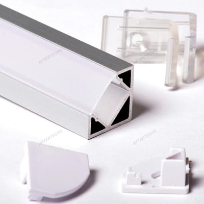 Aluminium Profiel Hoekprofiel 19x19mm voor LED Strips met Matte Afdekking