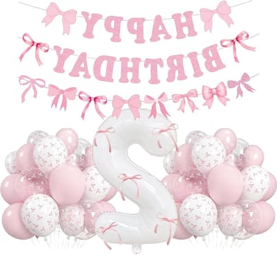 Verjaardagsdecoratie 2e verjaardag - 50 stuks roze ballonnen en slinger - feestelijke strikken - compleet themafeest - ShopVlot