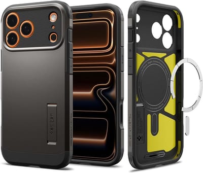 Spigen Geschikt voor Apple iPhone 17 Pro Max - Tough Armor T - Met standaard - Geschikt voor Mag - Back Cover Hoesje - Gunmetal