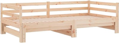 Uitschuifbaar Slaapbank / Daybed | Massief Grenenhout | Incl. Lattenbodem | 2x 90x200 cm