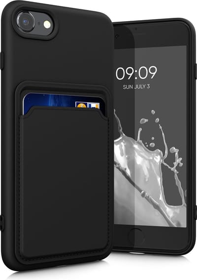 kwmobile telefoonhoesje geschikt voor Apple iPhone SE (2022) / SE (2020) / 8 / 7 - Hoesje met pasjeshouder - TPU case in zwart