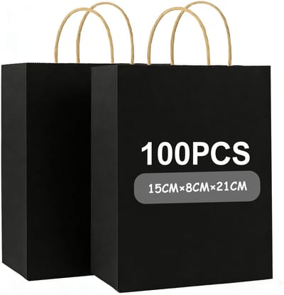 Dailygoods- Geschenkzakjes 100 stuks - Papieren Zakken 21 x 15 x 8 cm - Duurzaam Kraftpapier - Scheurbestendig - Cadeauverpakking - Handgrepen - Cadeautas