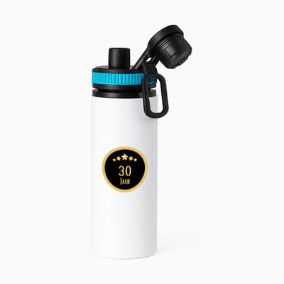 Hacebo® - 30 jaar waterfles met draaidop blauw - iemand die 30 jaar is geworden of 30 jaar lang een relatie hebben of getrouwd zijn - verjaardagscadeau - verjaardag - cadeau - kado - geschenk - gift - relatie - water fles - 850ML