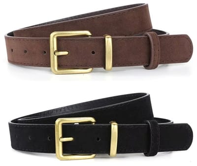 Set van 2 Suède Look Riemen – Zwart & Donkerbruin - Maat 90 - 105×2,9 cm