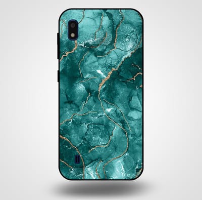 Smartphonica Telefoonhoesje voor Samsung Galaxy A10 met marmer opdruk - TPU backcover case marble design - Goud Groen geschikt voor Samsung Galaxy A10