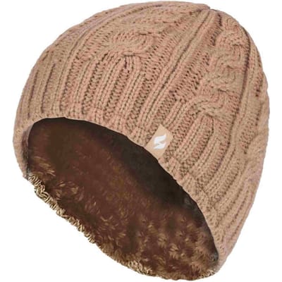 Dames Kabelgebreide 3.4 Tog Fleece Gevoerde Thermische Wintermuts