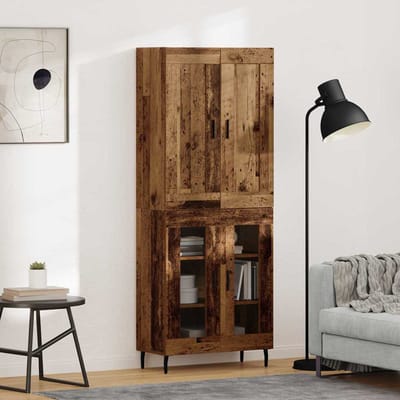 vidaXL - Highboard - 2 - st - Oudhout - 69,5 - x - 34 - x - 180 - cm - Bewerkt - hout