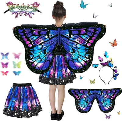 Vleermuisvleugels voor kinderen, kostuum voor meisjes, carnaval en themafeesten, kleurrijke accessoires voor fantasierijke spelletjes.