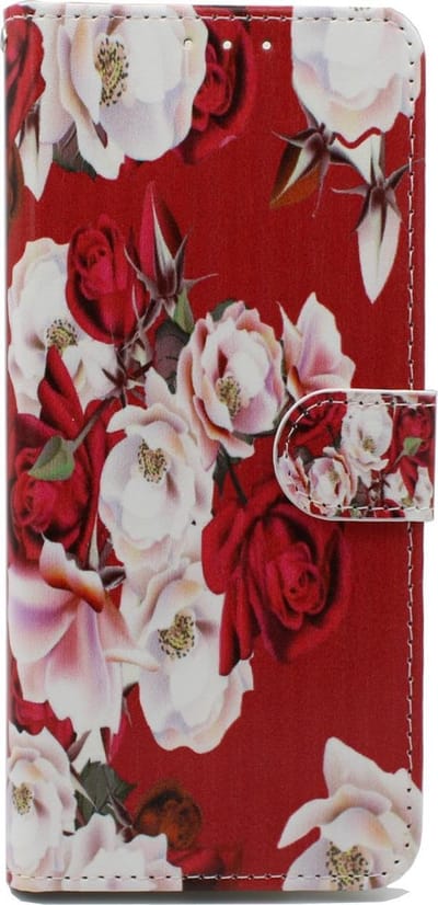 HB Hoesje Geschikt voor Oppo A72 - Portemonnee Book Case met Print - Hoes met Pasjeshouder, Magneetlipje en Standaardfunctie - Roses