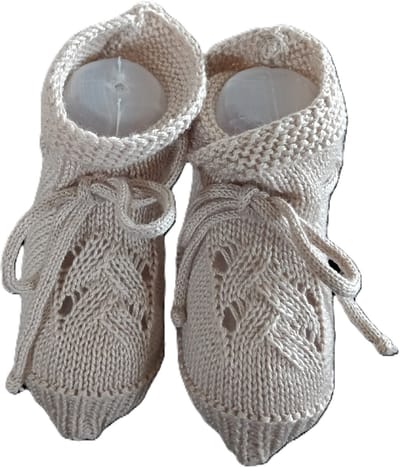 Mac Ilusion Baby slofje | met kabelpatroon | Safari / zandkleur | newborn