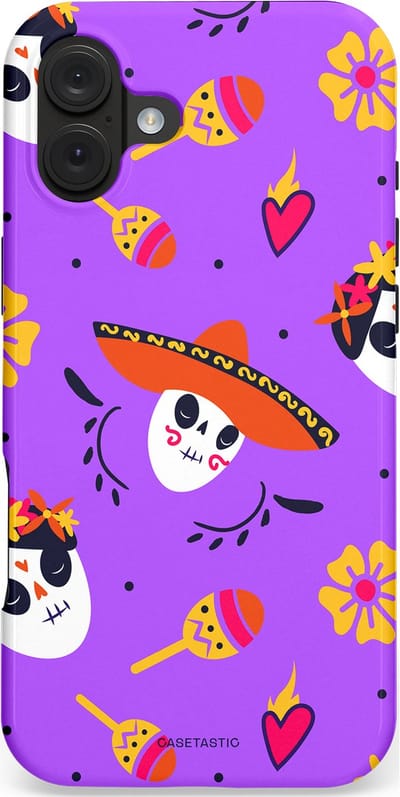 Casetastic hoesje geschikt voor Apple iPhone 16 Plus - MagSafe - Dubbellaagse bescherming - Muertos sombrero - Fashion Case - Paars