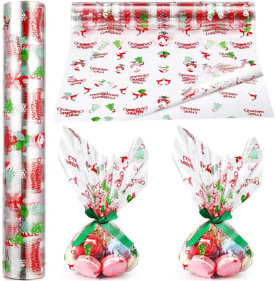 MTTProducts - Cellofaan Cadeau Film - Transparante Verpakking - 80cm x 30m - Kerst Thema - Geschikt voor Cadeaus - Glossy Afwerking