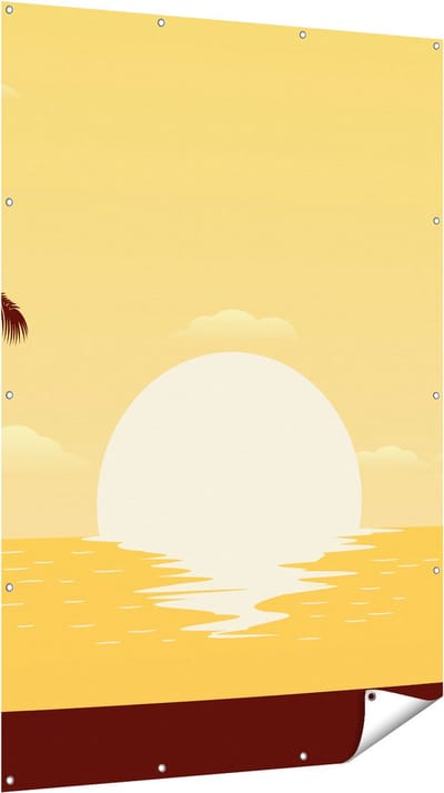 Gards Tuinposter Zonsondergang met Palmbomen - Abstract - 120x180 cm - Tuindoek - Tuindecoratie - Wanddecoratie buiten - Tuinschilderij