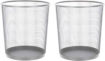 2x stuks kantoor prullenbakken/papiermanden 9 liter zilverkleurig - Papier afvalbakken