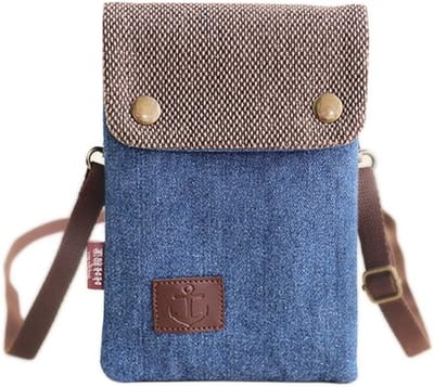Unisex Jeans Wallet voor Mobiele Telefoon, Crossbody Schoudertas, Kaartenhouder, Blauw, Ideaal voor Dagelijks Gebruik en Reizen
