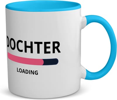 Akyol - dochter loading koffiemok - theemok - blauw - Dochter - ochtendkoffie laden - verjaardagscadeau - verjaardag - cadeau - cadeautje voor dochter - dochter artikelen - kado - geschenk - gift - 350 ML inhoud