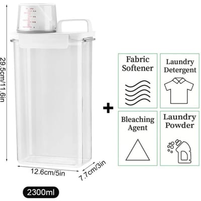 Luchtdichte Wasmiddeldoseerder Lekvrije Navulbare Lege Tank voor Poeder Wasverzachter Bleekmiddel Opbergcontainer met Etiketten white