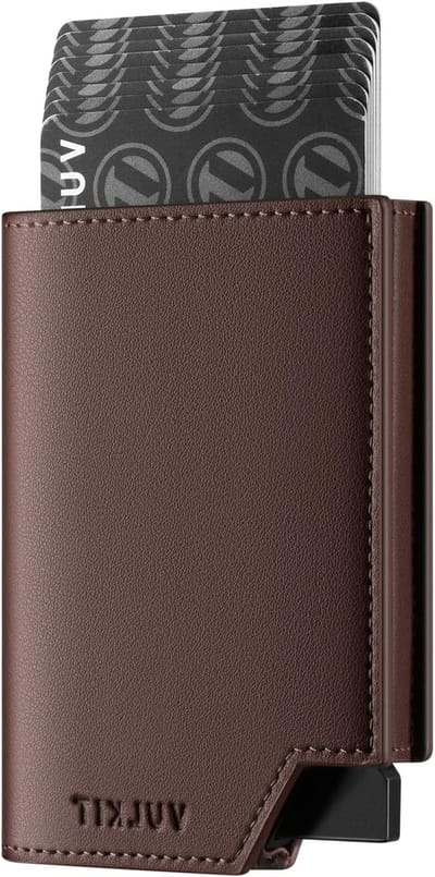 Elegante RFID-blockerende creditcardhouder van leer met pop-up functie, bankbiljetcompartiment en magnetische sluiting voor heren en dames