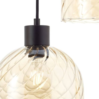 Brilliant Casto - Hanglamp - 6-lichts - E27 max 6x25W - Glas - Amber - Zwart