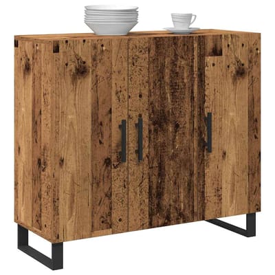 vidaXL - Dressoir - Oudhout - 90 - x - 34 - x - 80 - cm - Bewerkt - hout