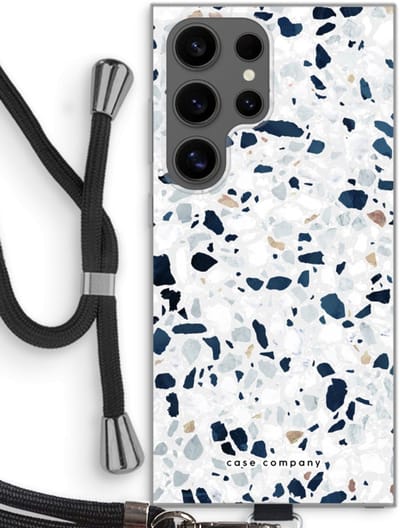 Case Company® - Hoesje met koord geschikt voor Samsung Galaxy S24 Ultra hoesje met Koord - Terrazzo N°1 - Telefoonhoesje met Zwart Koord - Bescherming aan alle Kanten en Over de Schermrand