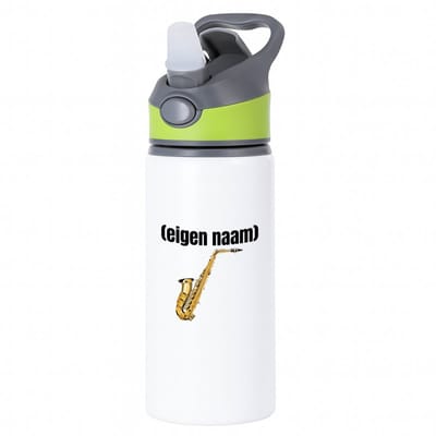 Hacebo® - saxofoon met eigen naam waterfles met rietje groen - Saxofoon - muziek liefhebbers - iemand die houdt van saxofoons - verjaardag - cadeau - kado - water fles - 650ML