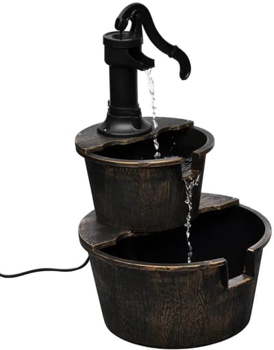 Kamerfontein Vintage Stijl - 69 cm Hoog - Nostalgische Waterpomp Design - Bronskleur - Inclusief Waterpomp & Slang - Decoratieve Waterfontein voor Binnen - Antiek Look