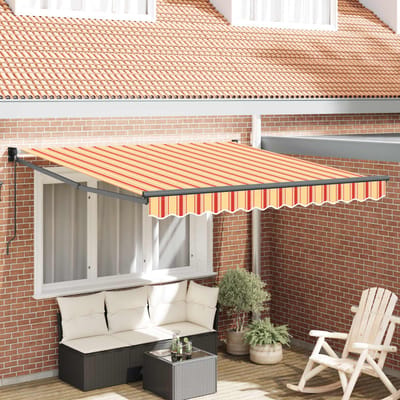 vidaXL - Uitschuifbare - luifel - Geel - en - Oranje - 300 - x - 250 - cm