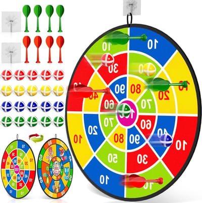 29 inch dubbelzijdig dartbord kinderen - 74cm speelgoed voor kinderen - klittenband bal spel - gooien spel - ballen - 8 darts - indoor outdoor - kinderen geschenken Dartbord