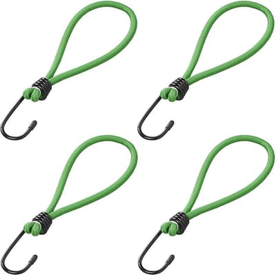Haakspanner met lus - 8x - elastisch - bagagespin - snelbinders - 20cm - groen - spanelastiek met haak - aanhangerspanner