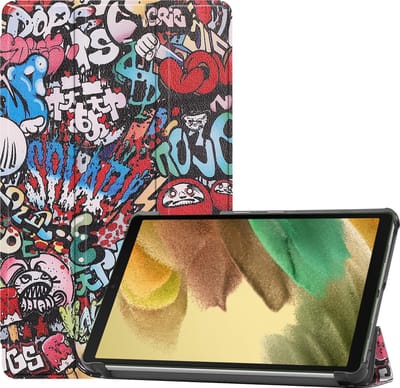 Hoes - Geschikt voor Samsung Galaxy Tab A7 Lite - Dun & Stevig - Trifold Bookcase - Hard Cover - Hardcover Book Case - Tablet Hoesje - Graffity