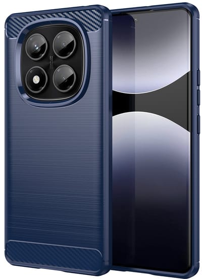 MobyDefend Hoesje - Geschikt voor Xiaomi Redmi Note 14 Pro 4G - TPU Backcover - Geborstelde Metaal & Carbon-Look - Blauw